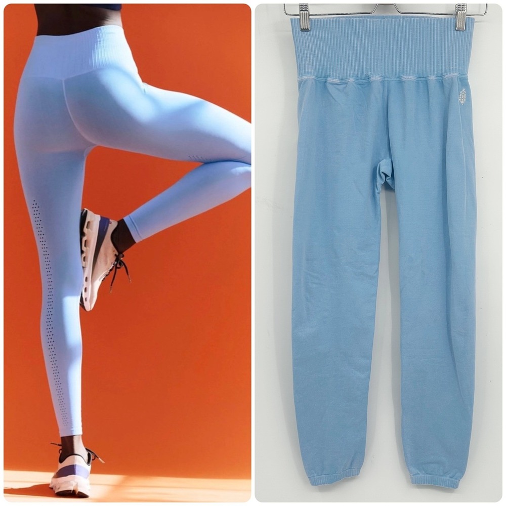 Free People Movement Womens Good Karma 7/8 Leggings Yoga Athleisure L/XL Blue